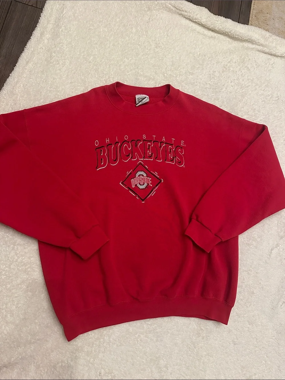 90s Embroidered Ohio State Buckeyes Red Pullover Crewneck Sweatshirt XL USA